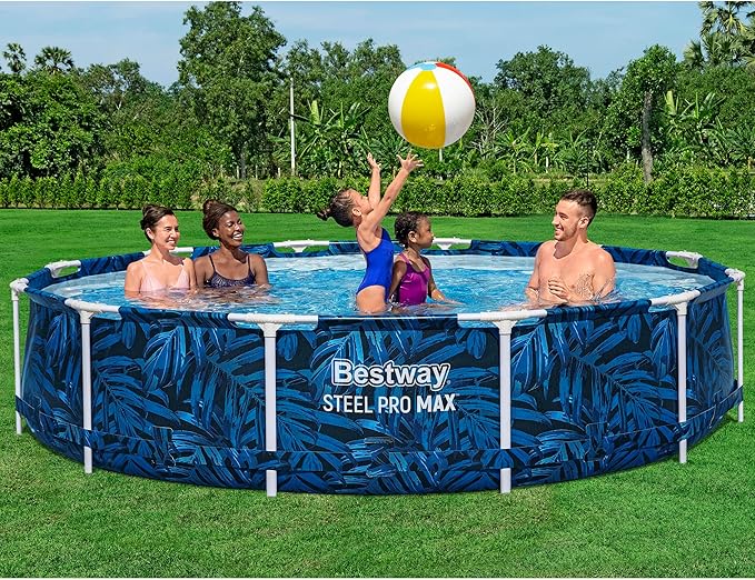 Bestway: Steel Pro MAX - Round Swimming Pool Set - 12' x 30" Tropical - Above Ground, Tritech Construction, Filter Pump, Steel Frame, Click-Assembly