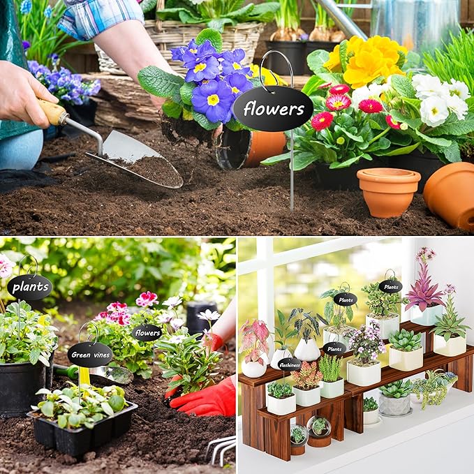 Plant Labels, 50 Pcs Acrylic Garden Labels Stakes with a Pen, Plant Markers for Outdoor Waterproof, Garden Markers Sign Tags for Vegetable, Herb Seedlings Flowers
