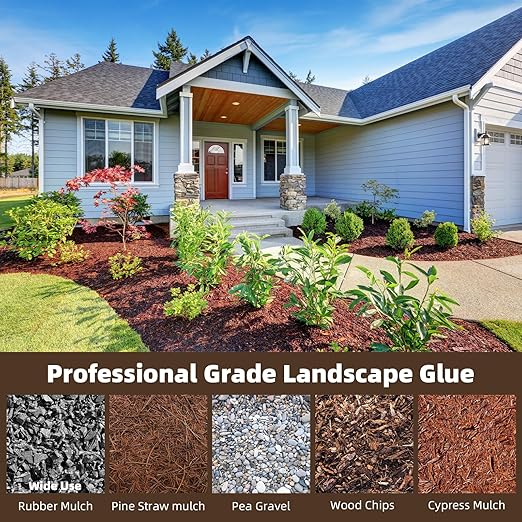 Mulch Glue for Landscaping, 4Gallon Rock Glue, Fast-Dry Non-Toxic Weather-Resistant Strong Gravel Binder, Pine Straw Outdoor Strong Pebble Gravel Hold for Garden, Mulch Lock and Pea Gravel