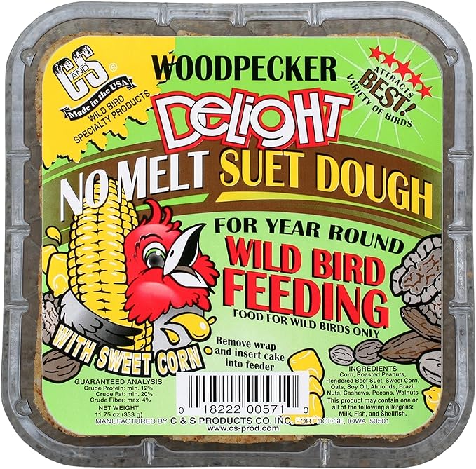 C&S Woodpecker Delight No Melt Suet Dough 11.75 Ounces, 12 Pack