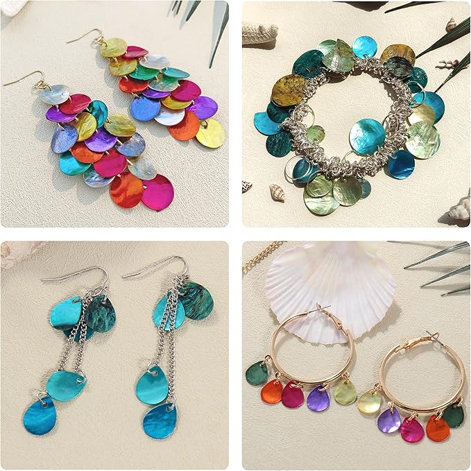 Firstmeet 60pcs Shell Beads Natural Mussel Shell Waterdrop-Shape Charm Beads with Iridescent Back for Handcraft Jewelry Making(DIY-1023-Nature-WD)