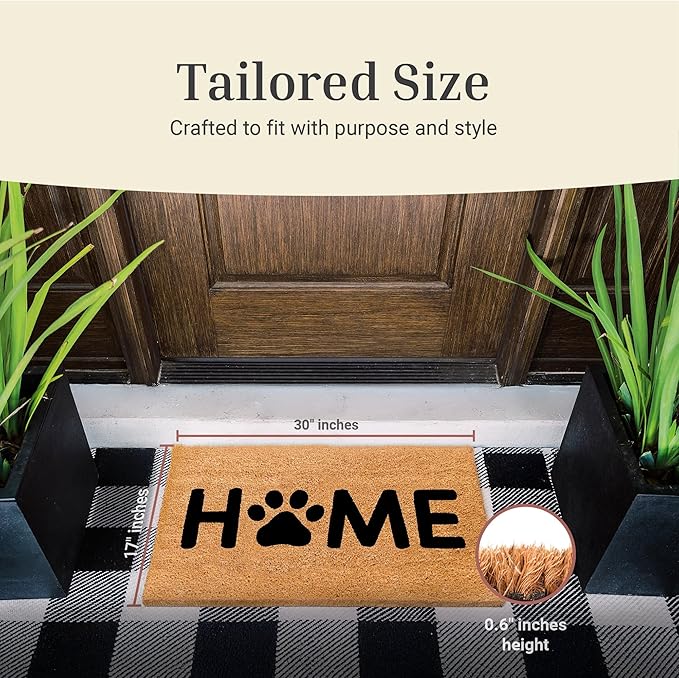 THEODORE MAGNUS Dog Door Mat - Welcome Mat for Front Door with Non-Slip Backing - Durable Doormat - Perfect for Outside Entrance Matt - Outdoor/Indoor - Pawfect Home - 17" x 30"