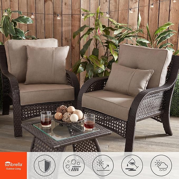 Outdoor 2-Piece Sunbrella Premium Deep Seat Cushion Set, Cast Shale