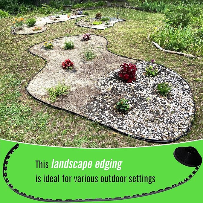 Landscape Edging 2.5 Inch Tall 100 FT, Black Edging for Landscaping with 5Pcs connectors and 120 Pcs Anchoring Spikes for Garden Flower Beds Yard Lawn