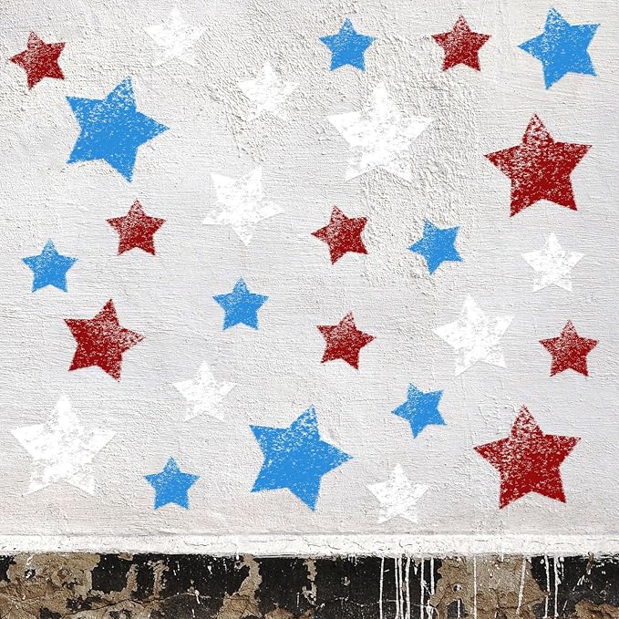 Weysat 3 Pcs Independence Day Large Star Stencil for Yard Star Stencils Crafts Reusable for Painting on Lawn, Wood, Paper, Fabric, Glass, Wall, 4th of July Project