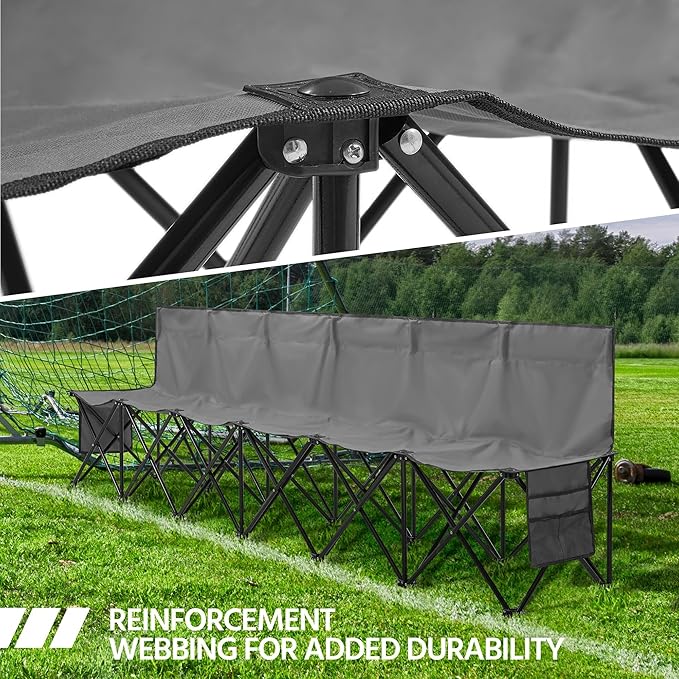Yaheetech Foldable Sideline Bench 600D Oxford Double Layer Fabric