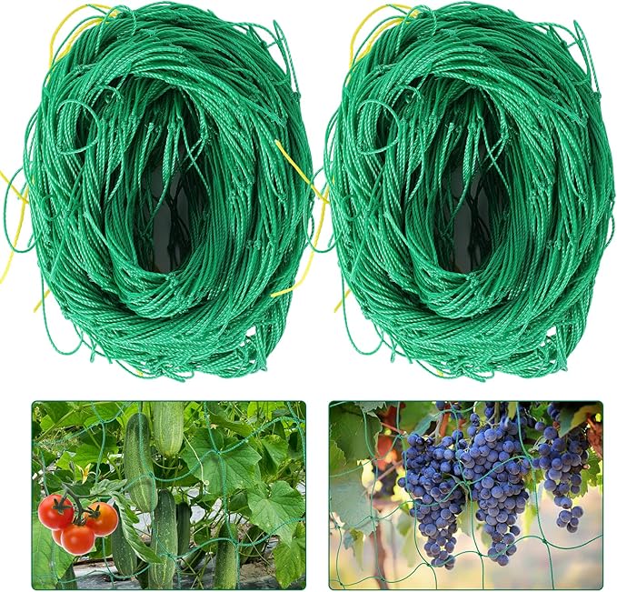 Kikhope Trellis Netting for Climbing Plants, 2 Packs 5.9ft x 16.4ft Heavy Duty Garden Trellis Netting for Cucumber, Vine, Tomato, Plants Trellis Net for Climbing Vine Plants Fruits & Vegetables