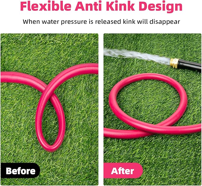 WELLUCK Garden Hose 5/8 in x 25 FT, Heavy Duty Durable Anti Kink Flexible Garden Water Hose for Drinking Water Safe BPA Free, All-weather Lightweight Water Hose for Garden RV Camper Marine