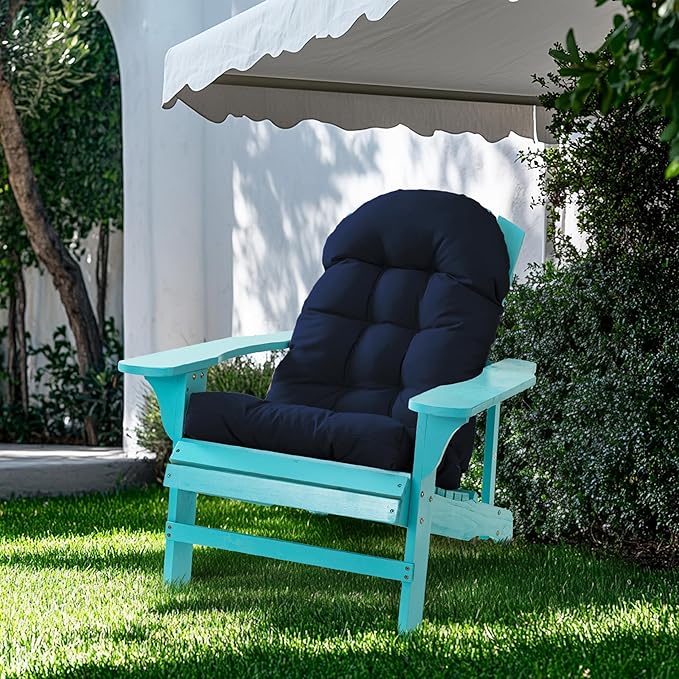Large Adirondack Chair Cushion, Rocking Chair Cushion 50x20.8x4 inch, High Back Patio Cushions of Upper and Lower with Ties, Sunscreen and Fade-Resistant (Dark Blue, 1)