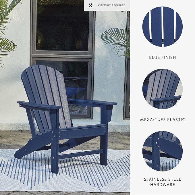 Signature Design by Ashley Outdoor Sundown Treasure HDPE Patio Adirondack Chair, Blue