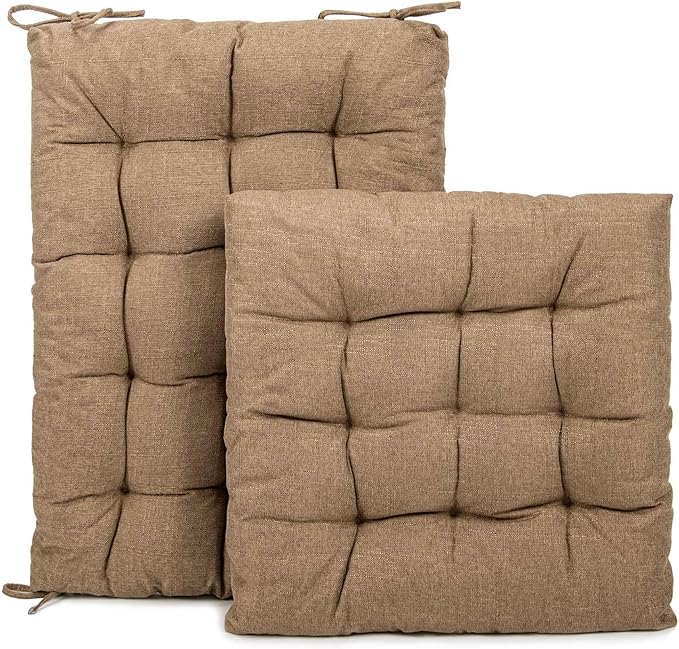 Rocking Chair Cushions Comfortable Tufted Seat Cushion Pads Non-Skid Backed Set of Backrest Cushion and Seat Bottom for Porch Rocker Adirondack Chair (Tan, Backrest-24X17,Bottom-17x17)