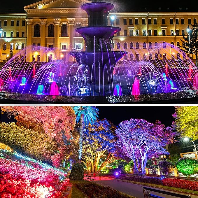 Pond Lights, RGB Color Changing Underwater Halloween Spotlight, Dimmable IP68 Waterproof Submersible Fountain Lights Outdoor Landscape Spot Light (6 in Set)