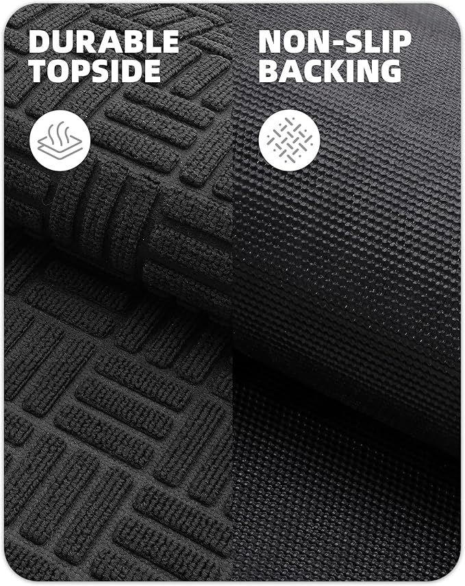 Color&Geometry Large Front Door Mat Outside Entrance, Heavy Duty Non Slip Low Profile Doormat for Entryway, Trap Dirt and Moisture Welcome Mats All-Weather, Easy Clean, Patio, Garage, 48"x72" Black