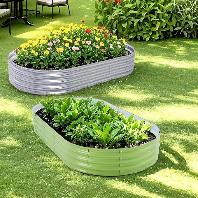Galvanized Raised Garden Bed, 8x4x1 FT Thickening Planter Boxes Outdoor, Raised Beds for Gardening, Easy Assembly Large Garden Bed for Vegetables, Fruits, Flowers
