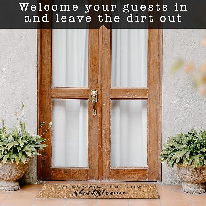 MAINEVENT Welcome to The Shitshow Large Door Mat 50x15 Inch, Oversized Welcome Mat for Front Door, Long Doormat for Covered Outdoor Spaces