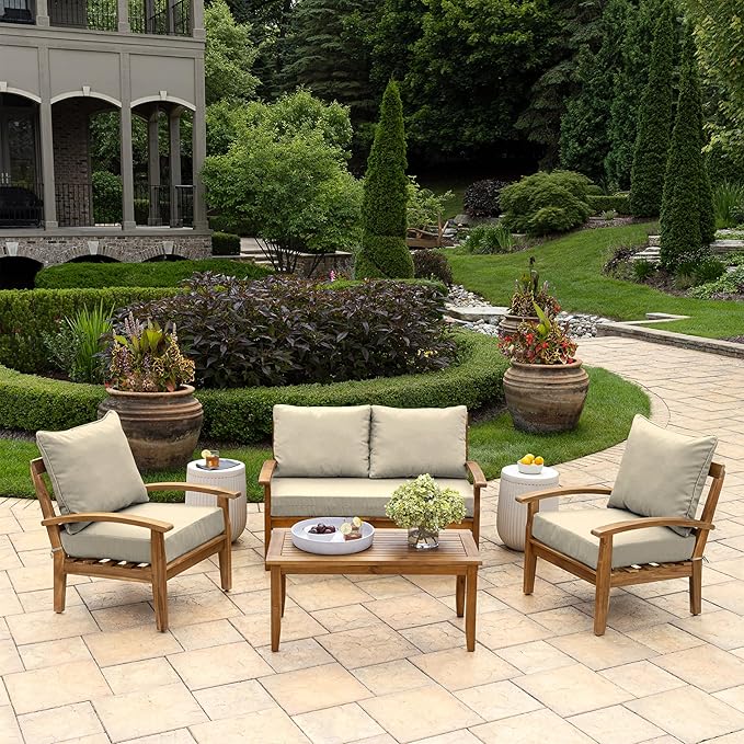 Arden Outdoor Loveseat Cushion Set, 48 x 24, Water Repellent, Fade Resistant, Cushion Set for Couch, Bench, and Swing, Tan Leala