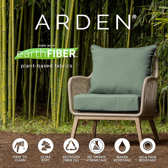 Arden earthFIBER Outdoor Loveseat Cushion Set, 48 x 24, Rain-Proof, Fade Resistant, Loveseat Bottom and 2 Back Cushions for Loveseat, Bench, and Swing Sage Green Texture