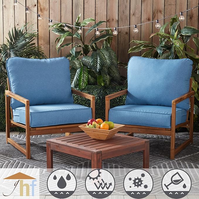 Greendale Home Fashions Outdoor Reversible 2-Piece Deep Seat Cushion Set, Blue Heather