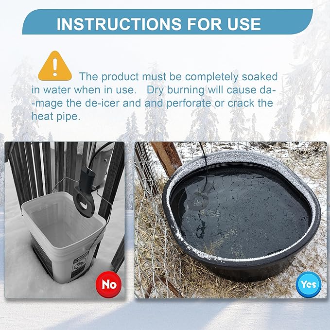 250 Watt Utility De-Icer Submergible Cast Aluminum Chicken Water Heater for Livestock Tank Heater Winter Bird Bath Heater (1, Black)