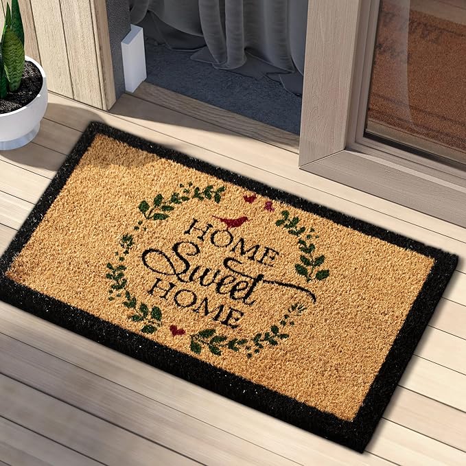 LuxUrux Welcome Mats Outdoor Coco Coir Doormat, with Heavy-Duty PVC Backing - Natural - Perfect Color/Sizing for Outdoor/Indoor uses. (17 x 36)
