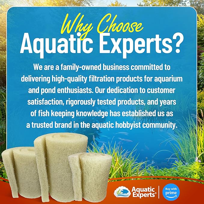 Aquatic Experts Cream COARSE Pond Filter Pad - 2 inch Thick - Bulk Roll Water Garden Filter Pond Media - Made in USA (12 inch by 72 inch)