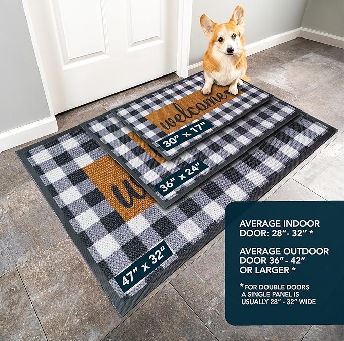 ubdyo Sturdy Welcome Mat - Extra Durable Door Mat - Dirt Trapping Front Doormat Outside Entrance - Welcome Matt Outdoor - Non Slip Backing Doormat, Patio Outdoor, Porch - Large 36'' x 24''