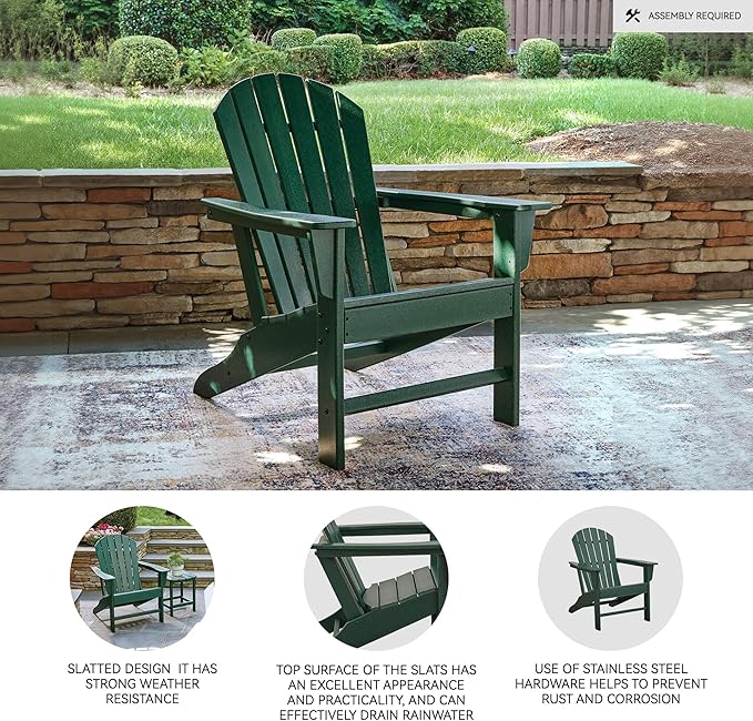 Signature Design by Ashley Karson City Contemporary Adirondack Chair with Arm Rest, Green