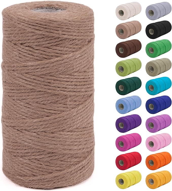 JeogYong 2mm Jute Twine String 328 Feet Natural Thick Garden Hemp Twine for Crafts, Outdoor, Gardening, Gift Wrapping, Plants, Packing Materials (Brown)