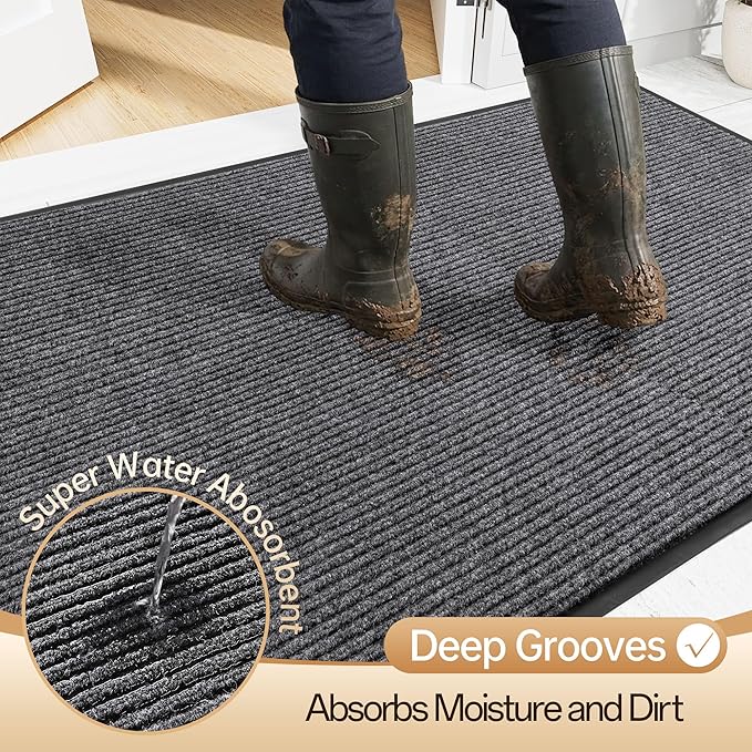Amyracel Front Door Mat Indoor Outdoor Entrance, 48"x 96" All-Season Waterproof Doormat for Enterway, Heavy Duty Commercial Floor Mat, Fade Resistant, Rubber Back, Low Profile, Easy Clean