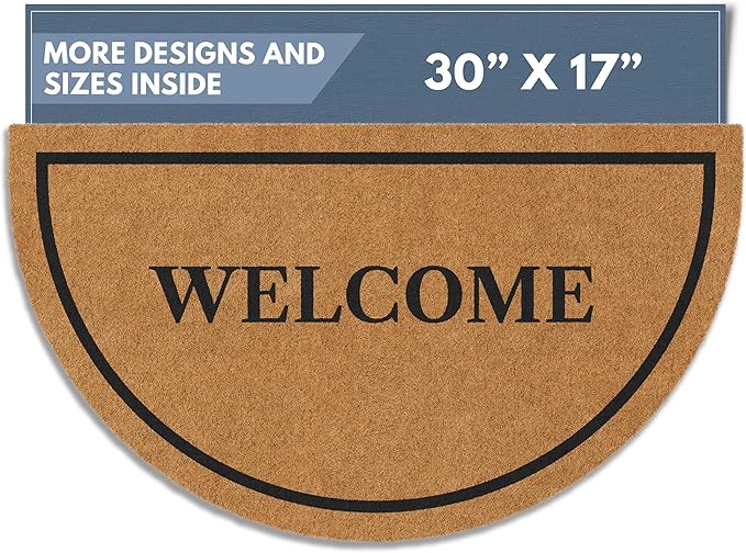 Barnyard Designs Natural Coco Coir Doormat Welcome Mat for Front Door & Outdoor Entrance, Large Door Mat for Indoor Entrance or Porch Entry, Brown (17x30, Welcome)