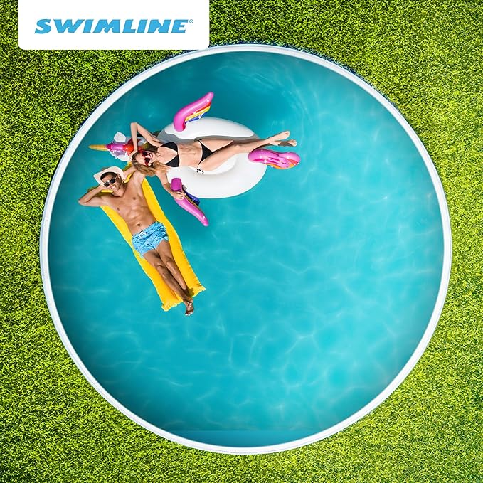Swimline LI214820 21 Foot Solid Blue Round Above Ground Swimming Pool Overlap Liner 20 Gauge Vinyl Liner for 48 to 52 Foot Pool Walls