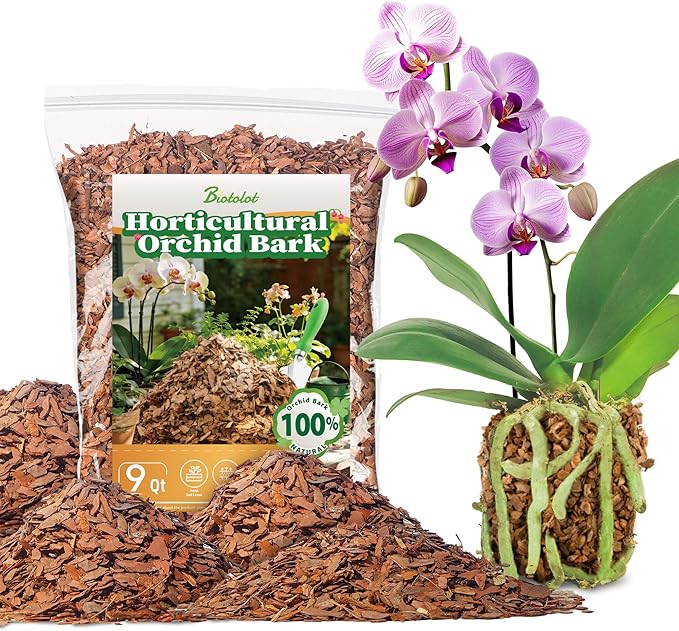 9qt Orchid Bark Horticultural Grade- Natural Mulch for Potted Plants, Root Development of Orchid Plants and Garden Soil Amendment Mix