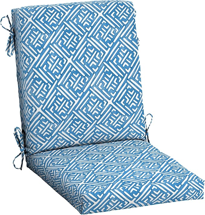Arden Outdoor Dining Chair Cushion, 20 in x 20 in, Patio Cushion for Patio, Dining, or Rocking Chairs, Sapphire Liberty Mosaic