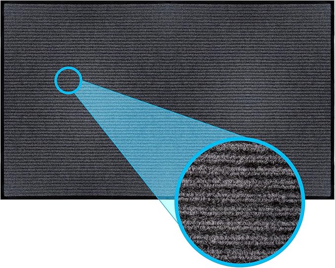 LuxUrux Striped Gray Door Mat - Heavy Duty, Indoor/Outdoor, Waterproof, Low-Profile (4x8 Feet) - Ideal for High Traffic Areas - Stylish Durable Solution