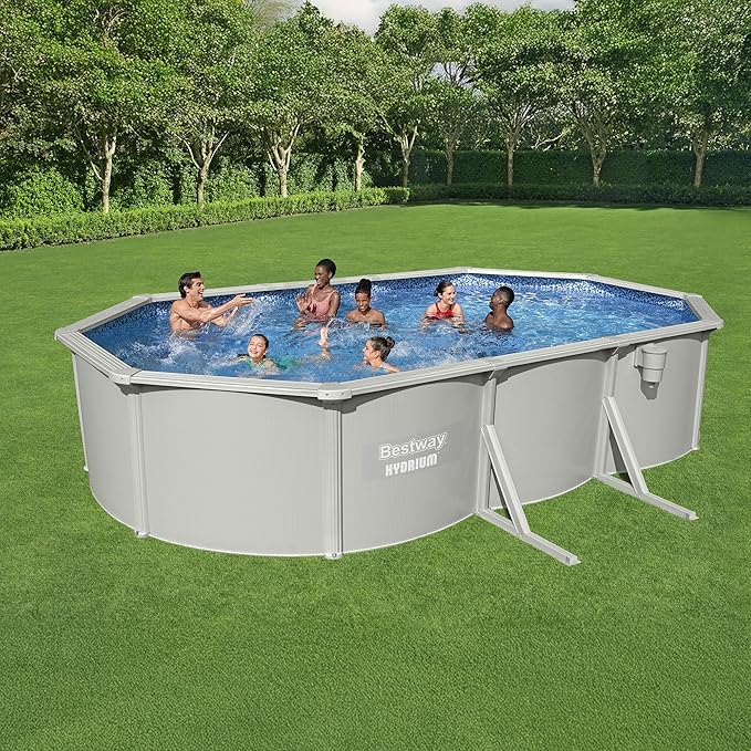 Bestway Hydrium 20' x 12' x 48" Above Ground Pool, Oval Steel Side Wall Frame Outdoor Swimming Pool Set with Sand Filter Pump, Ladder & Accessories