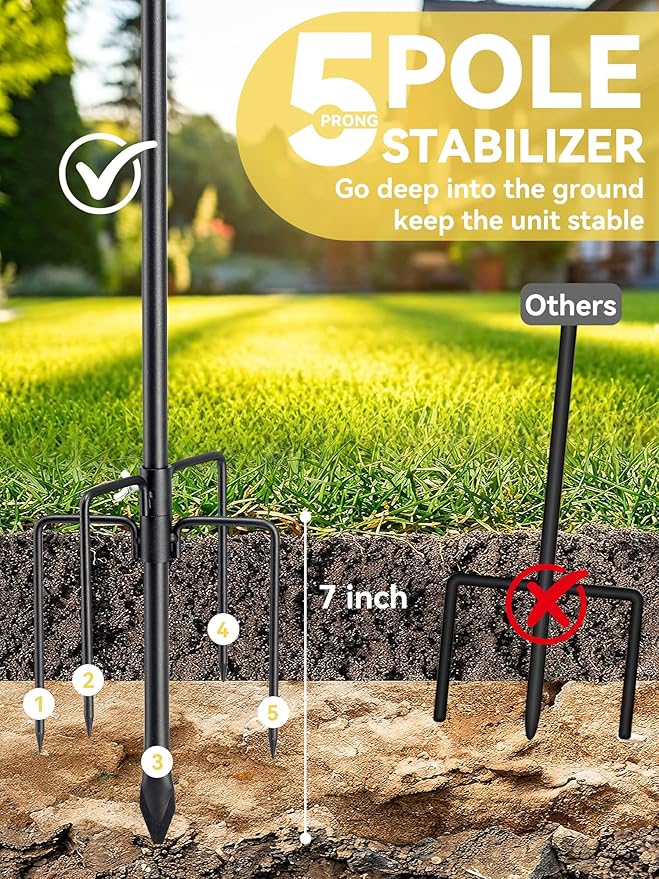 Bird Feeder Pole, 78" Shepherds Hooks for Outdoor, Hummingbird Feeders Stand Heavy Duty with Stable 5-Prong Base, Hanging Plant Shepherd Hook Hanger Stick for Outside Garden Yard Wedding