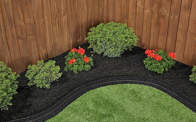 Rubberific Premium Shredded Rubber Mulch for Gardens, Lawns, and Landscaping | Long Lasting Color | Looks Like Natural Wood Mulch (37.5 CU. FT. - 675 LBS, Black)