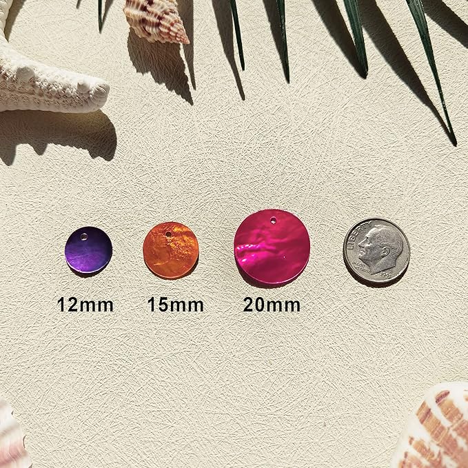 Firstmeet Shell Beads 65pcs Natural 20mm Flat Round Mussel Shell Coin Drop Charm Beads with Iridescent Back for Handcraft Jewelry Making(DIY-1023-Grass Mix-20)