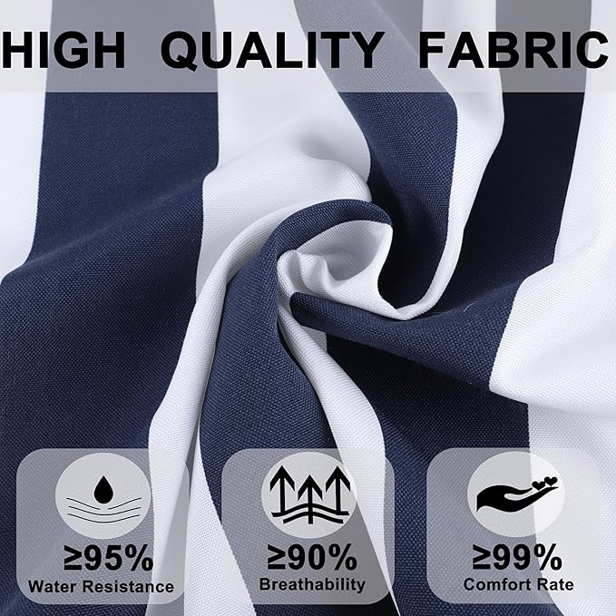 Only choice High Back Chair Cushions,Adirondack Chair Cushion with Waterproof All-Weather, Rocking Chair Cushion for Outdoor Patio, Garden Porch 44”x 22”x 4,Set of 2 (NAVYBLUE/White)