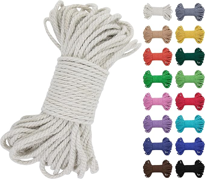 JeogYong 5mm Jute Twine String 66 Feet Natural Thick Garden Twine for Crafts, Outdoor, Gardening, Gift Wrapping, Plants, Packing Materials (White)