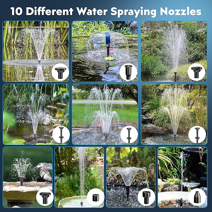Biling Solar Pond Filter for Small Pond, 8W Solar Water Fountain with 3600mAh Battery, Clean Water Creat Water Features for Outdoor Pond Water Feature, Work Stable in Daytime