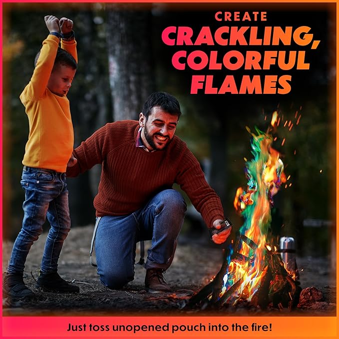 Magical Flames Fire Color Packets (10 Pack), Vibrant Multi-Color Fire for Fire Pits, Campfires, Bonfires & Fireplaces - Camping Essentials & Outdoor Party Accessories