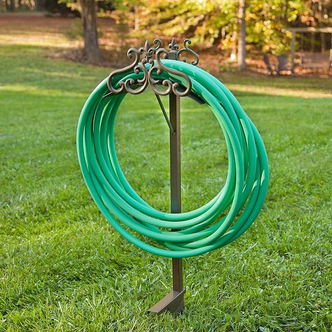 Liberty Garden 649-KD Hyde Park Decorative Metal Garden Hose Stand, Holds 125-Feet of 5/8-Inch Hose, 41-Inch height - Bronze