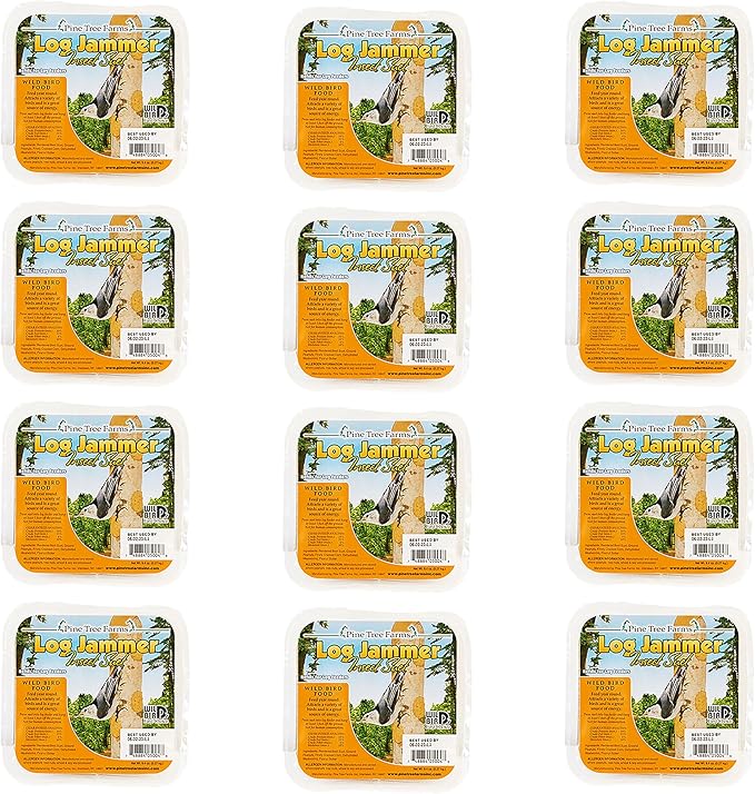 12 Pack Pine Tree Farms Log Jammer Insect Suet 3 Plugs Per Pack (36 Plugs Total)