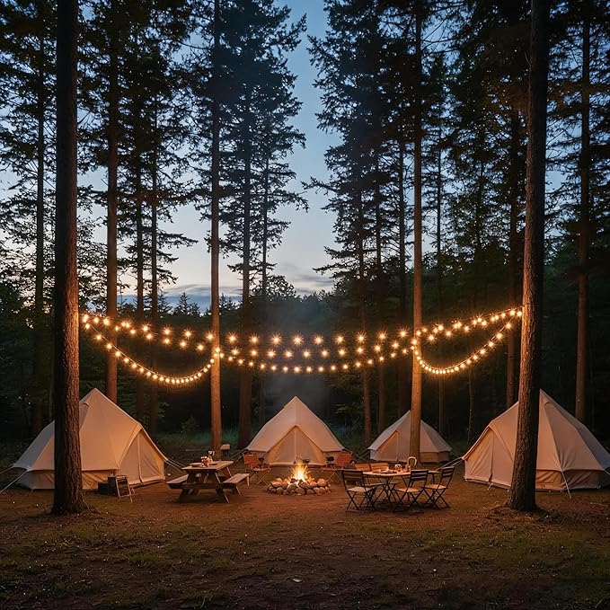 RTTY Dense-Glow 200FT Outdoor String Lights Expandable System with 100 G40 Bulbs (2x100FT) - for Sprawling Properties, Large Commercial Patios, or Dual-Zone Backyard & Event Lighting