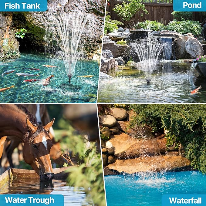 POPOSOAP 55W Solar Fountain Pump with Pond Filter Box, Solar Pond Pump 580GPH Adjustable Flow, Pond Filters for Outdoor Ponds Fish Tank Pool Waterfall Koi Pond Water Features
