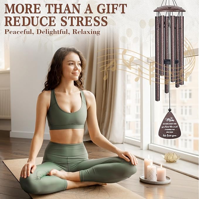 Gifts for Mom, 32" Bronze Wind Chimes, Mom's Birthday Gifts from Daughter Son, Mother in Law Gift, Best Mom Ever Gift for Birthday Christmas Mother's Day, Home Decor