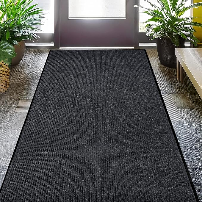 LuxUrux® Durable Rubber Door Mat - Heavy Duty, Indoor/Outdoor, Easy Clean, Waterproof, Patio, Garage - Commercial Floor Mat for Entry (Charcoal, 2' x 3' (Runner))