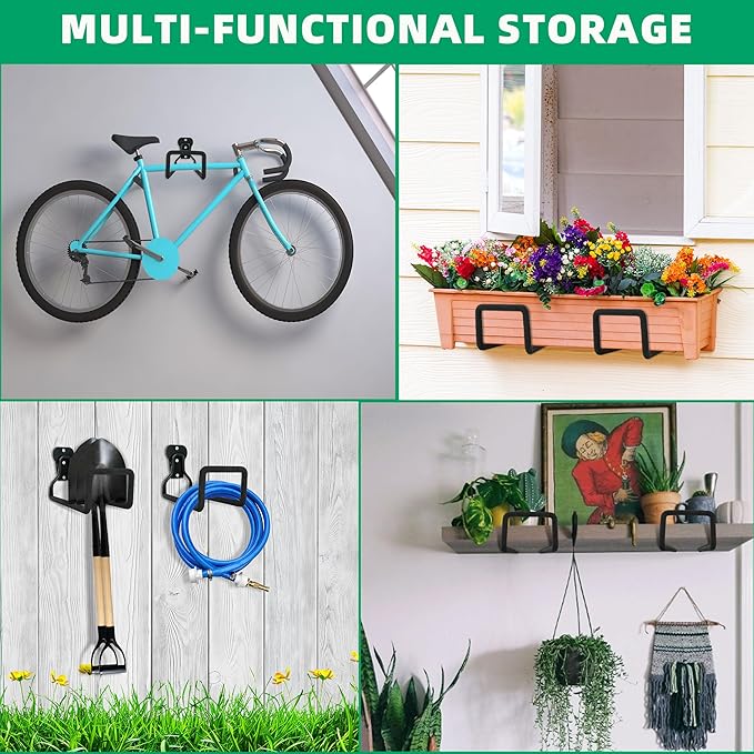 Garden Hose Holder - Heavy Duty Metal Hanger Wall Mount, Water Hose Holder for Outside Yard, Water Hose Reel, Hose Rack, Hose Hook
