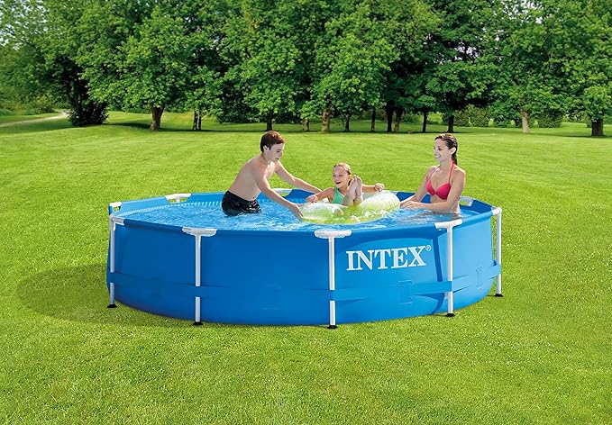 INTEX 28201EH Metal Frame Above Ground Swimming Pool Set: 10ft x 30in – Includes 330 GPH Cartridge Filter Pump – Puncture-Resistant Material – Rust Resistant – 1185 Gallon Capacity